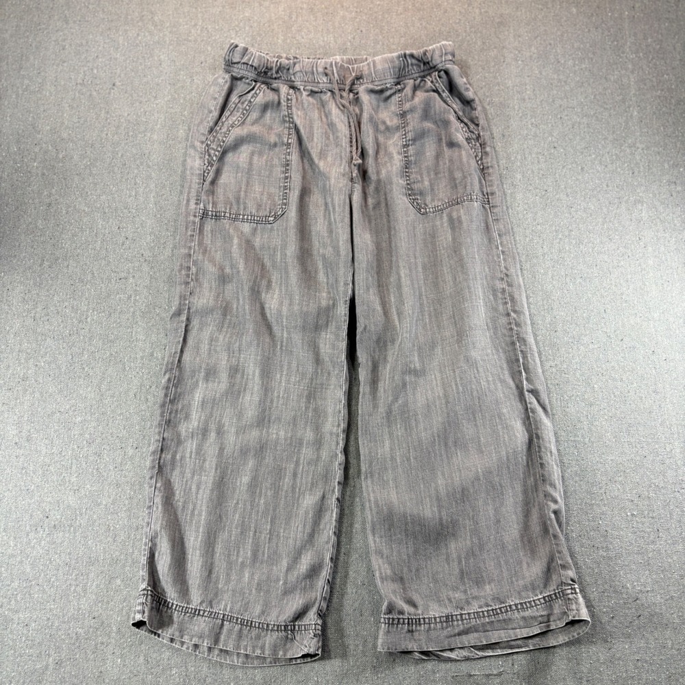 Splendid Women Grey Lyocell Wide Leg Drawstring Pants S 1963656